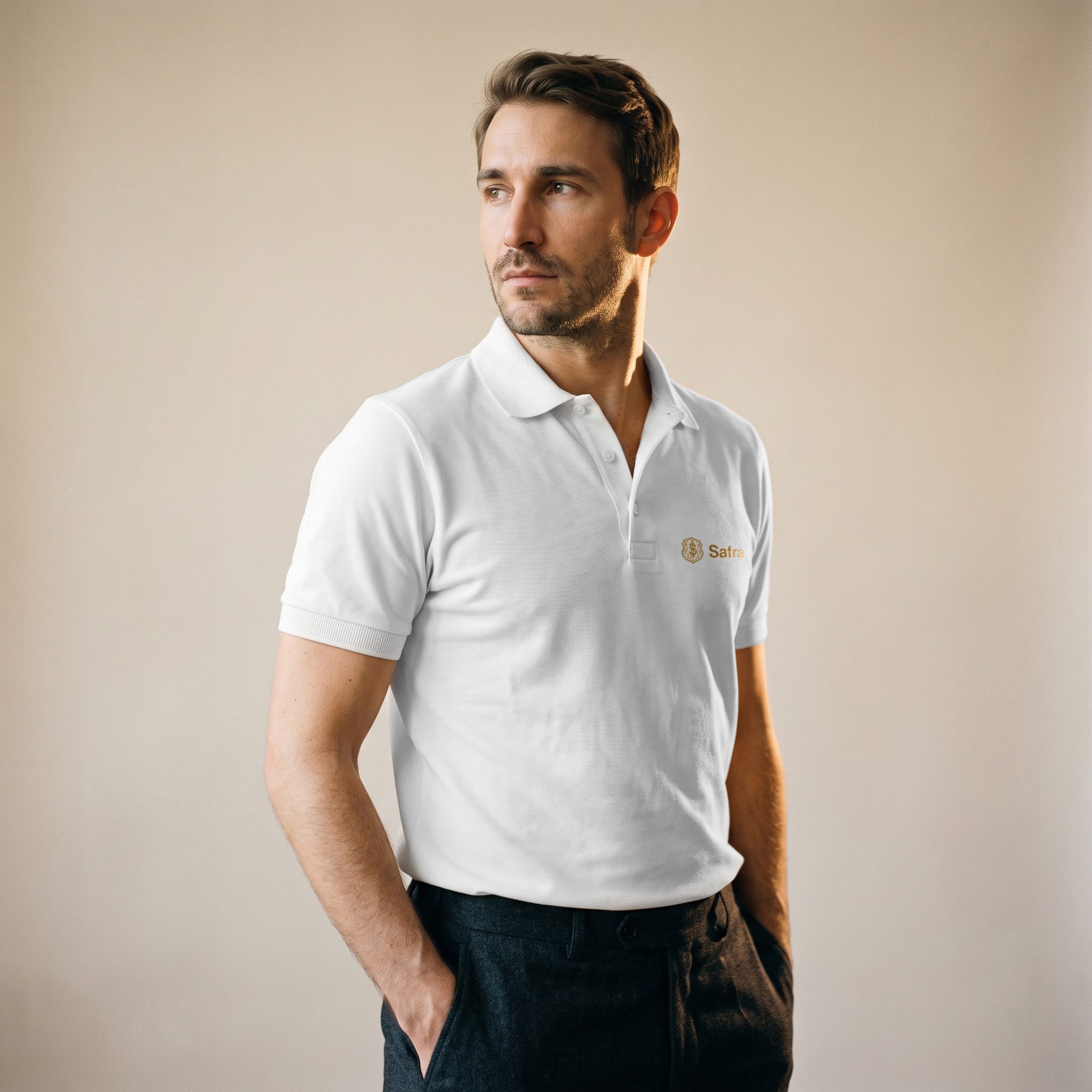 Polo Basic Masculina Branca