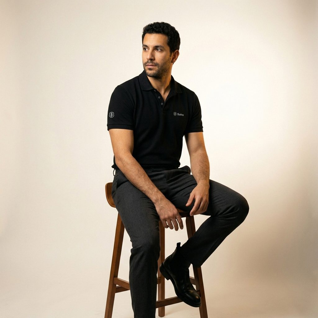Polo Pima Masculina Preta